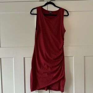 Rusty red color ruched dress